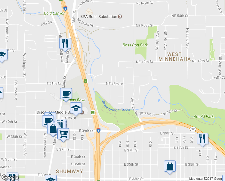 map of restaurants, bars, coffee shops, grocery stores, and more near 4411 Northeast 12th Avenue in Vancouver