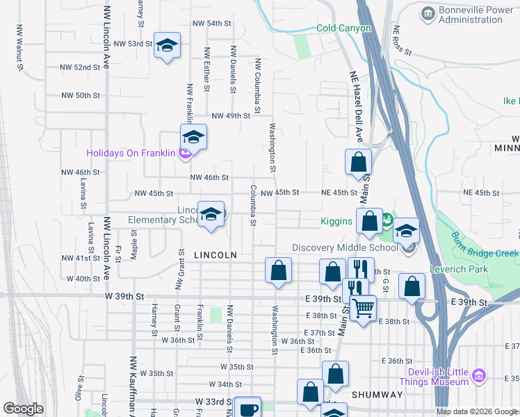 map of restaurants, bars, coffee shops, grocery stores, and more near 208 Northwest 44th Street in Vancouver
