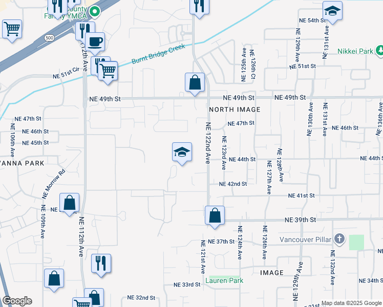 map of restaurants, bars, coffee shops, grocery stores, and more near 4400 Northeast 122nd Avenue in Vancouver