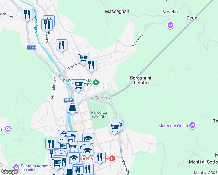 map of restaurants, bars, coffee shops, grocery stores, and more near 6 Via dal Lago Dottore Domenico in Valdagno
