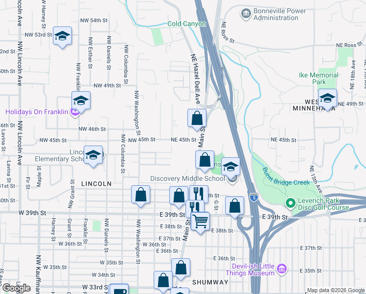 map of restaurants, bars, coffee shops, grocery stores, and more near 301 Northeast 45th Street in Vancouver