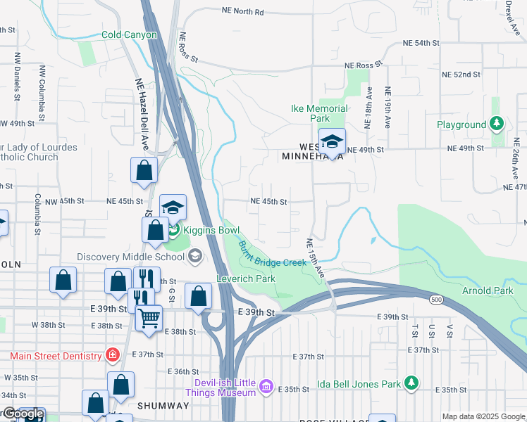 map of restaurants, bars, coffee shops, grocery stores, and more near 4411 Northeast 12th Avenue in Vancouver
