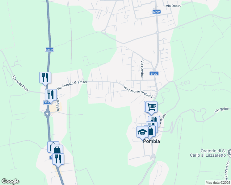 map of restaurants, bars, coffee shops, grocery stores, and more near 13 Via Don Minzoni in Pombia