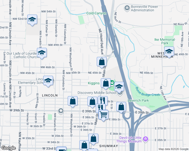 map of restaurants, bars, coffee shops, grocery stores, and more near 301 Northeast 45th Street in Vancouver