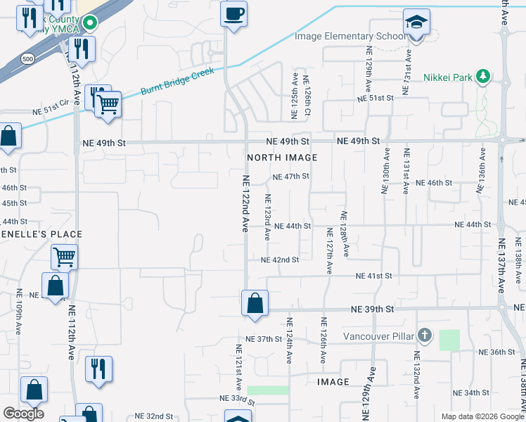 map of restaurants, bars, coffee shops, grocery stores, and more near 12212 Northeast 44th Street in Vancouver