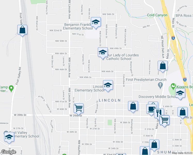 map of restaurants, bars, coffee shops, grocery stores, and more near 618 Northwest 45th Street in Vancouver