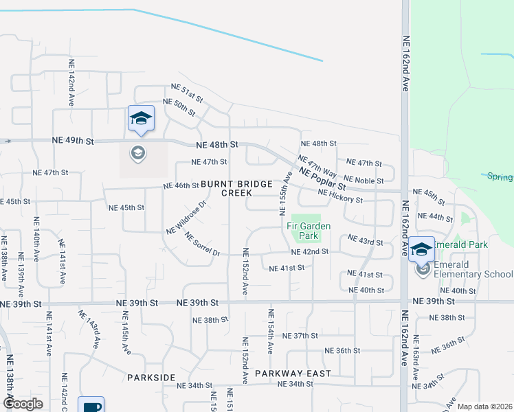 map of restaurants, bars, coffee shops, grocery stores, and more near 15304 Northeast 44th Street in Vancouver