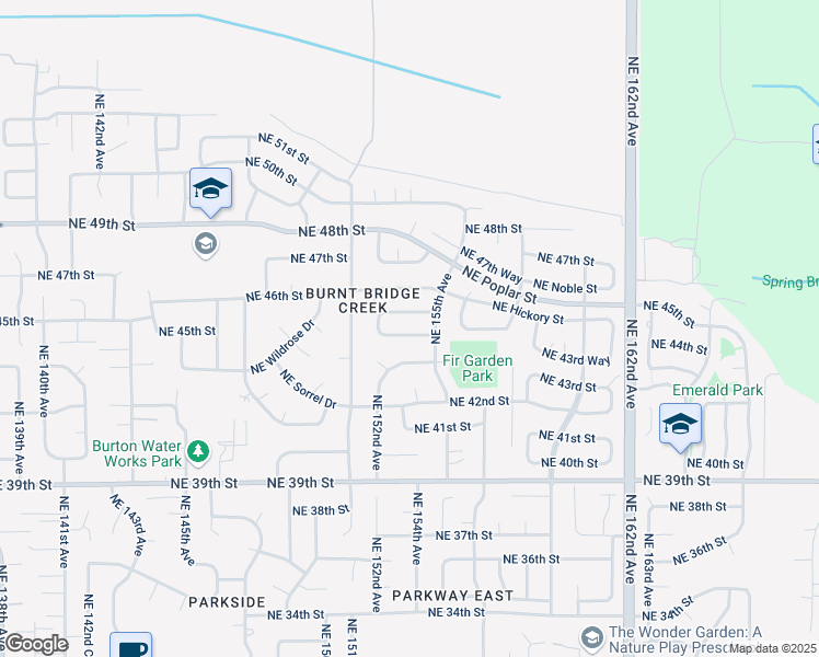 map of restaurants, bars, coffee shops, grocery stores, and more near 15411 Northeast 44th Street in Vancouver