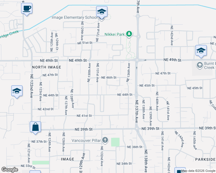 map of restaurants, bars, coffee shops, grocery stores, and more near 4420 Northeast 133rd Court in Vancouver