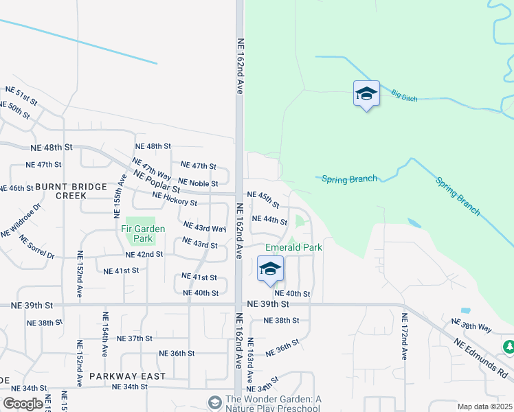 map of restaurants, bars, coffee shops, grocery stores, and more near 16301 Northeast 44th Street in Vancouver
