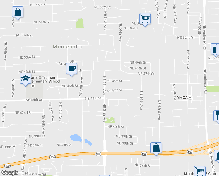 map of restaurants, bars, coffee shops, grocery stores, and more near 5409 Northeast 45th Street in Vancouver