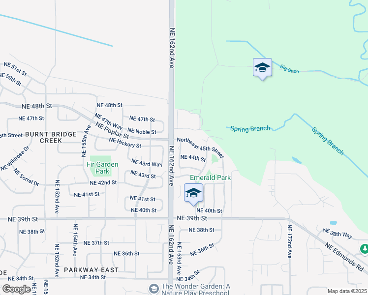 map of restaurants, bars, coffee shops, grocery stores, and more near 16301 Northeast 44th Street in Vancouver