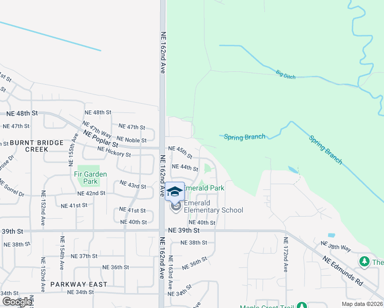 map of restaurants, bars, coffee shops, grocery stores, and more near 16424 Northeast 45th Street in Vancouver