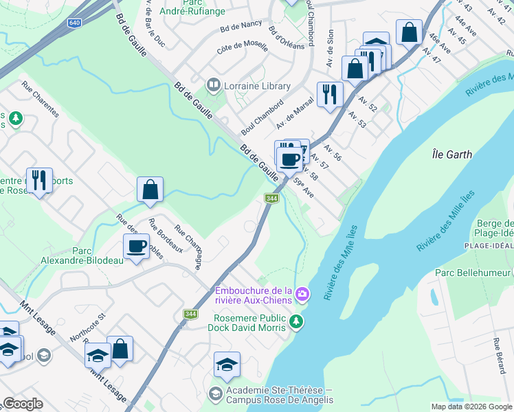 map of restaurants, bars, coffee shops, grocery stores, and more near 105 Chemin de la Grande-Côte in Lorraine