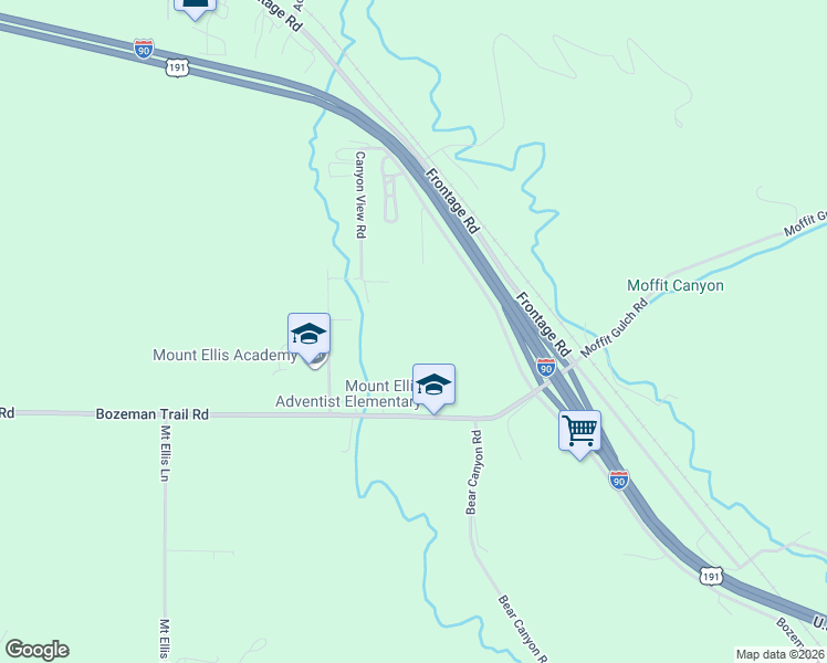map of restaurants, bars, coffee shops, grocery stores, and more near 822 Canyon View Road in Bozeman