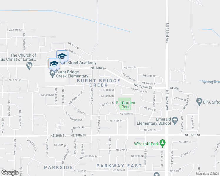 map of restaurants, bars, coffee shops, grocery stores, and more near 15318 Northeast 45th Street in Vancouver