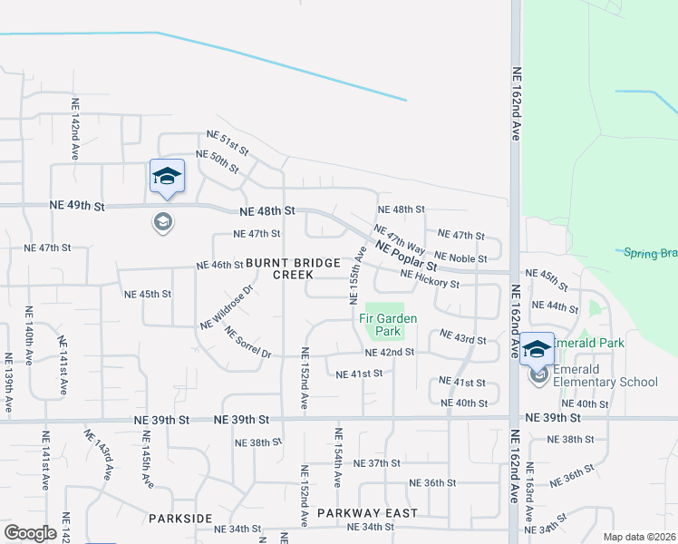 map of restaurants, bars, coffee shops, grocery stores, and more near 15318 Northeast 45th Street in Vancouver