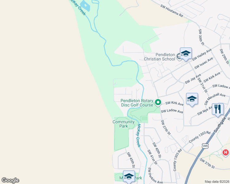 map of restaurants, bars, coffee shops, grocery stores, and more near 4303 Southwest Jay Avenue in Pendleton