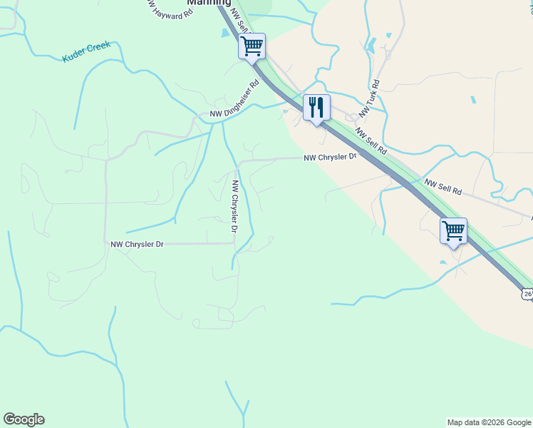 map of restaurants, bars, coffee shops, grocery stores, and more near 46910 Northwest Chrysler Drive in Banks