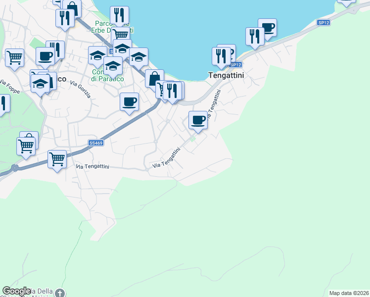 map of restaurants, bars, coffee shops, grocery stores, and more near 3D Via Pablo Neruda in Paratico