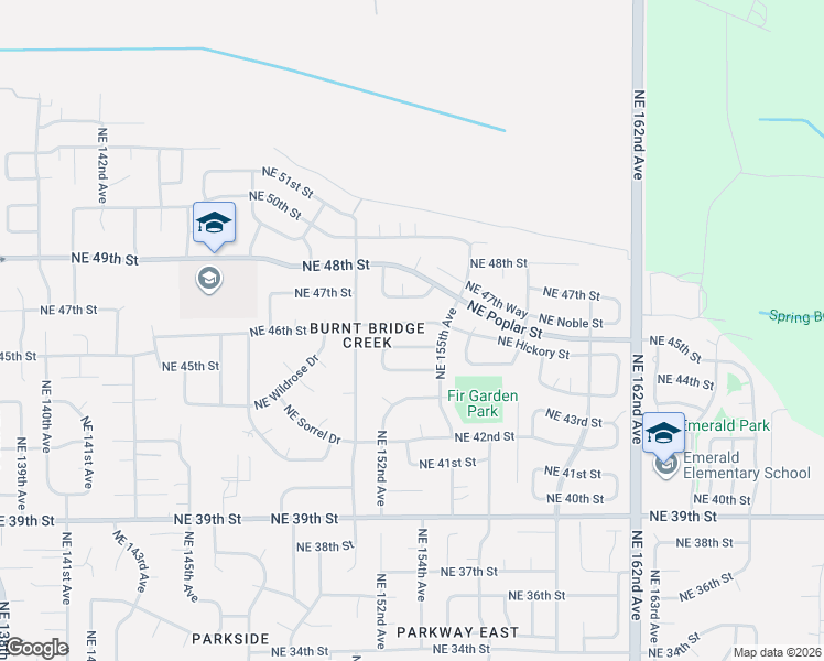 map of restaurants, bars, coffee shops, grocery stores, and more near 15311 Northeast 46th Street in Vancouver