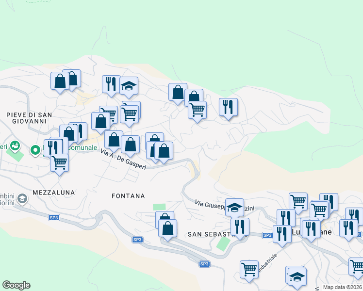 map of restaurants, bars, coffee shops, grocery stores, and more near 30A Via Giuseppe Verginella in Lumezzane