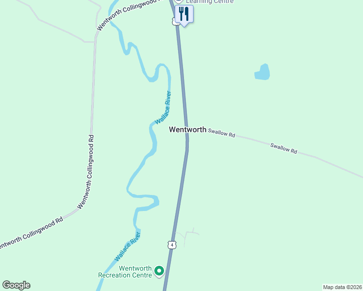 map of restaurants, bars, coffee shops, grocery stores, and more near 13548 Nova Scotia Trunk 4 in Wentworth