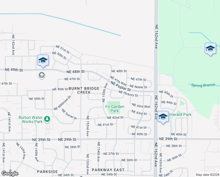 map of restaurants, bars, coffee shops, grocery stores, and more near 15504 NE Hickory St in Vancouver