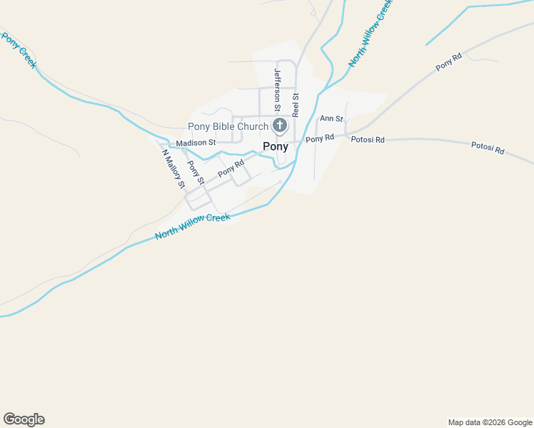 map of restaurants, bars, coffee shops, grocery stores, and more near 102-A Willow Street in Pony