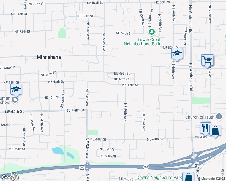 map of restaurants, bars, coffee shops, grocery stores, and more near 5710 Northeast 46th Street in Vancouver