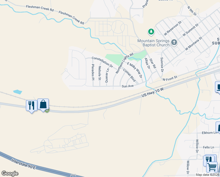 map of restaurants, bars, coffee shops, grocery stores, and more near 2203 Sun Avenue in Livingston