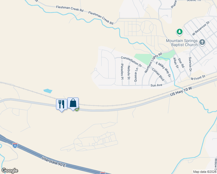 map of restaurants, bars, coffee shops, grocery stores, and more near 2611 Meriwether Drive East in Livingston