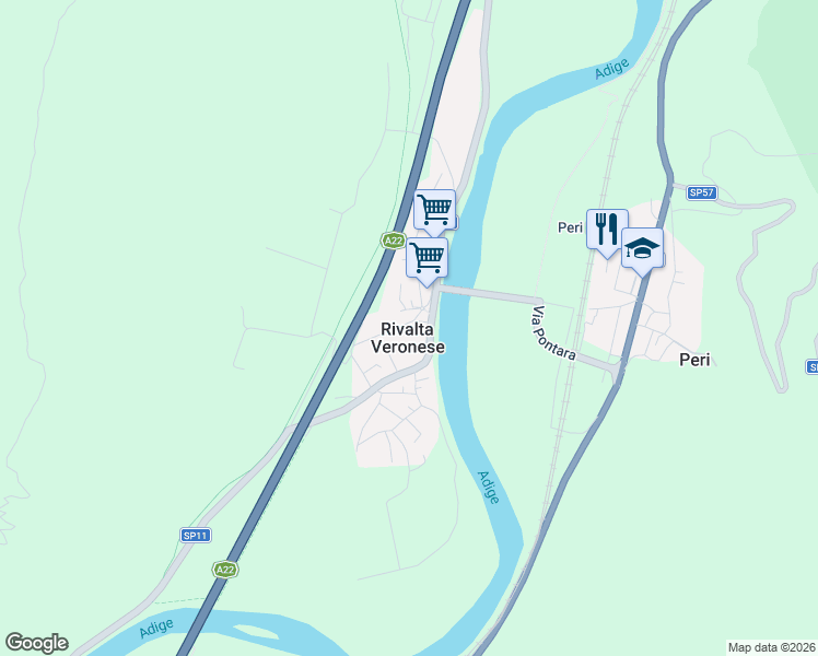 map of restaurants, bars, coffee shops, grocery stores, and more near 20 Via Don Cesare Scala in Rivalta