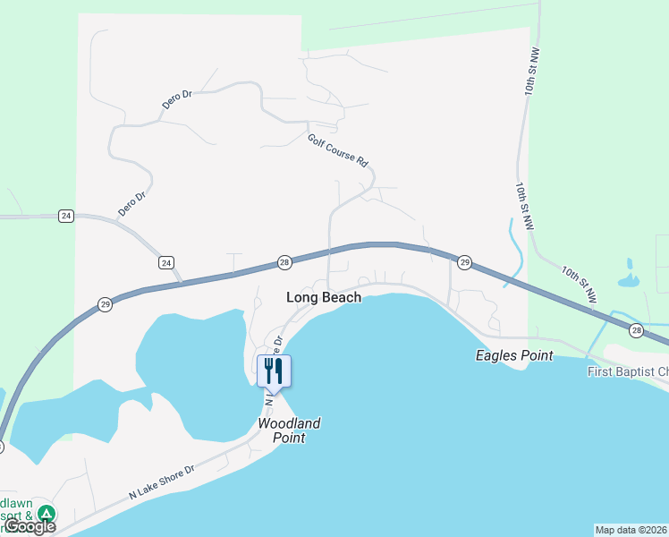 map of restaurants, bars, coffee shops, grocery stores, and more near 17116 Golf Course Road in Glenwood