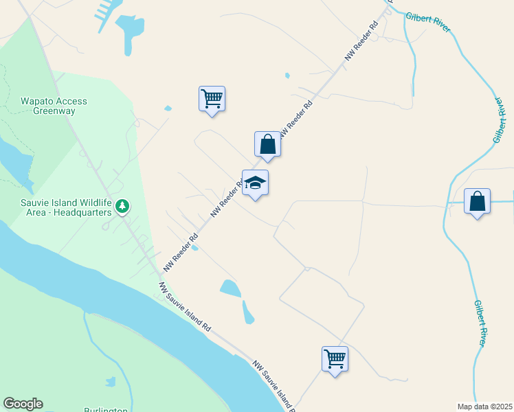 map of restaurants, bars, coffee shops, grocery stores, and more near 14445 Northwest Charlton Road in Portland