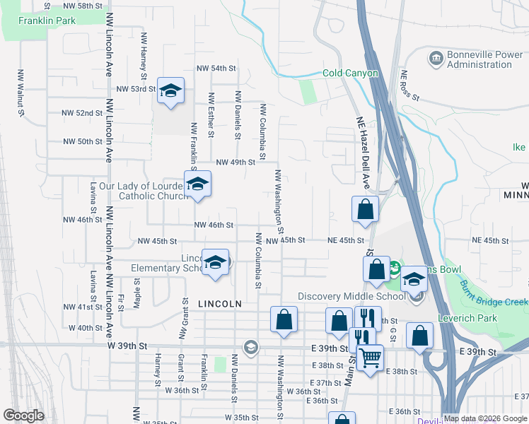 map of restaurants, bars, coffee shops, grocery stores, and more near 7411 Columbia Street in Vancouver