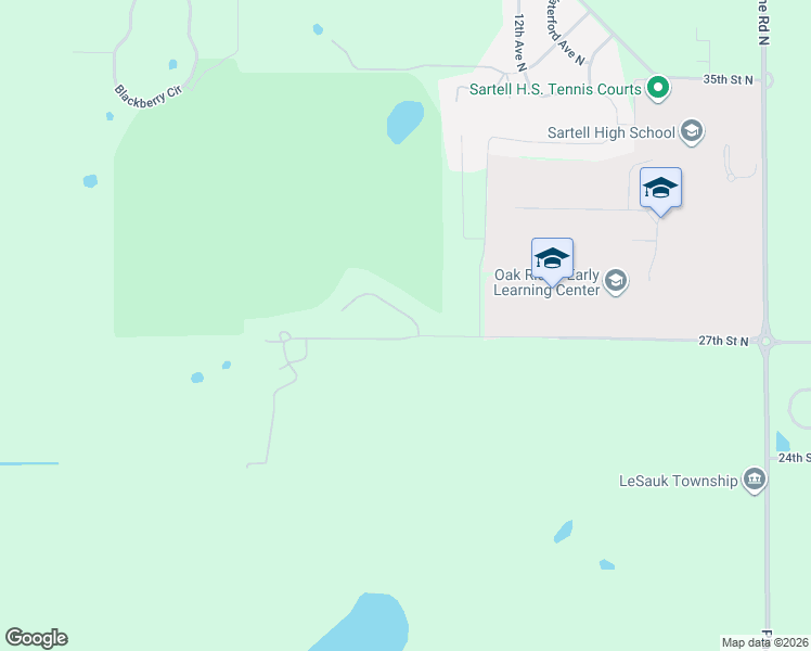 map of restaurants, bars, coffee shops, grocery stores, and more near 1835 27th Street North in Sartell
