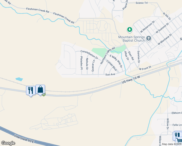 map of restaurants, bars, coffee shops, grocery stores, and more near 2401 Sun Avenue in Livingston
