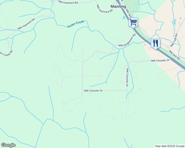 map of restaurants, bars, coffee shops, grocery stores, and more near 47801 Northwest Deer Court in Banks