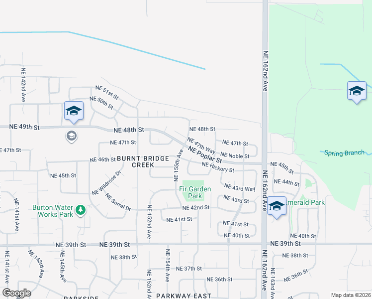 map of restaurants, bars, coffee shops, grocery stores, and more near 15504 Northeast Hickory Street in Vancouver