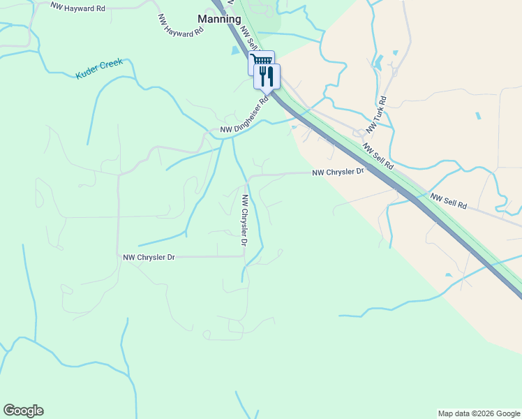 map of restaurants, bars, coffee shops, grocery stores, and more near 46910 Northwest Chrysler Drive in Banks