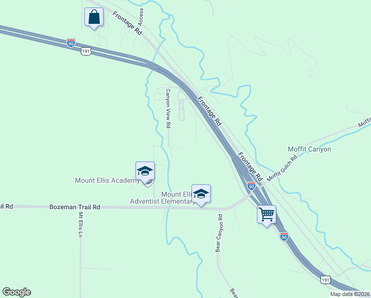 map of restaurants, bars, coffee shops, grocery stores, and more near 822 Canyon View Road in Bozeman