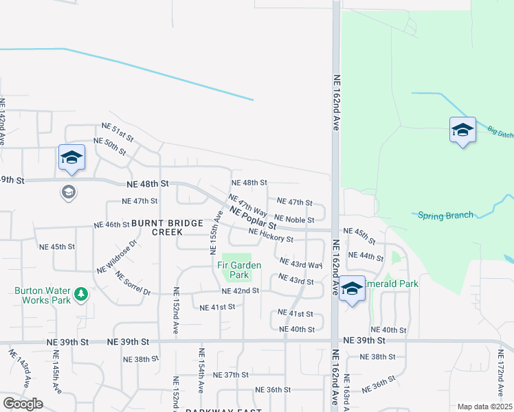 map of restaurants, bars, coffee shops, grocery stores, and more near 15702 Northeast Hickory Street in Vancouver
