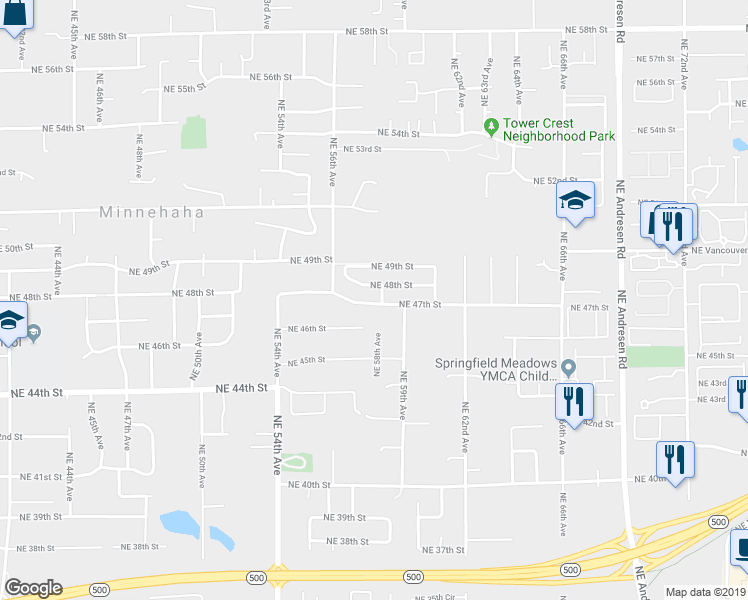 map of restaurants, bars, coffee shops, grocery stores, and more near 5710 Northeast 46th Street in Vancouver
