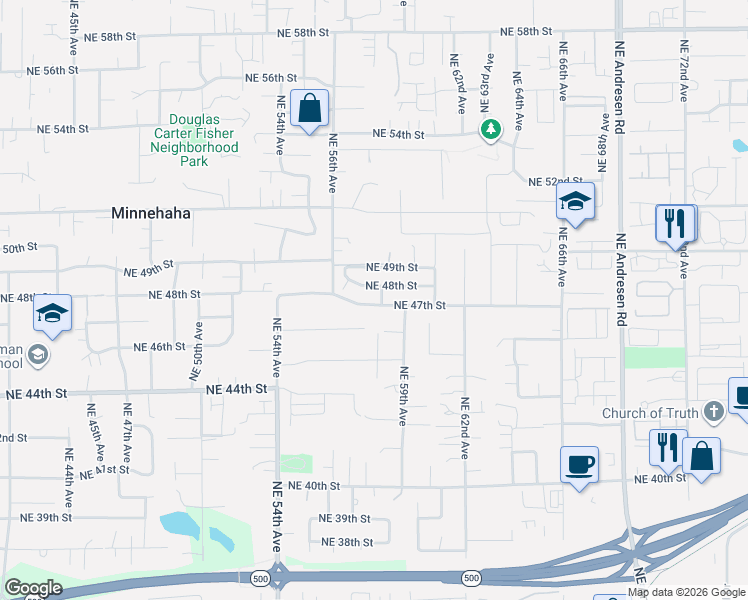 map of restaurants, bars, coffee shops, grocery stores, and more near 5710 Northeast 46th Street in Vancouver