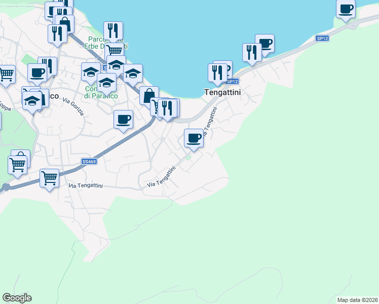 map of restaurants, bars, coffee shops, grocery stores, and more near 3D Via Pablo Neruda in Brescia