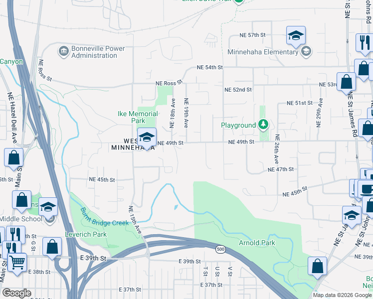 map of restaurants, bars, coffee shops, grocery stores, and more near 1909 Northeast 49th Street in Vancouver
