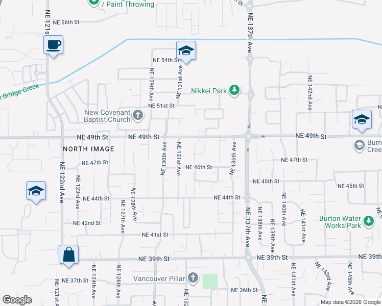map of restaurants, bars, coffee shops, grocery stores, and more near 4702 Northeast 132nd Place in Vancouver
