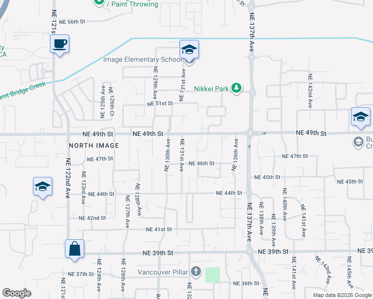 map of restaurants, bars, coffee shops, grocery stores, and more near 4701 Northeast 131st Avenue in Vancouver