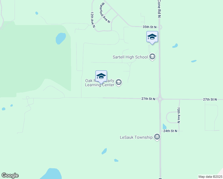 map of restaurants, bars, coffee shops, grocery stores, and more near 1111 27th Street North in Sartell